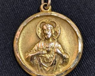 Sacred Heart Of Jesus 10K Gold Medallion, 4g