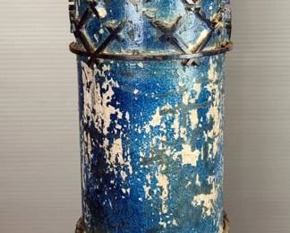 Antique Hand Crafted Wood Textile Printing Roller With Metal Geometric Pattern, Marked 1272, Approx 21.5" x 5"