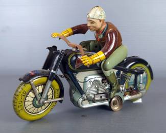 Arnold Tin Lithograph Mac Motorcycle Toy With Rider
