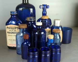 Vintage Cobalt Blue Glass, Various Sizes And Types, Approx Qty 15