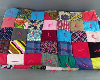 Handmade Square Corduroy Patchwork Quilt, Approx 68" x 50"