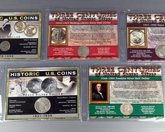 Peace Silver Dollars, Susan B. Anthony Dollar, Walking Liberty Half Dollar And Franklin Half Dollar, All In Inserts