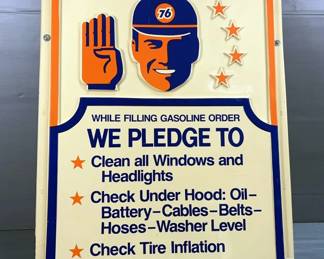 Vintage Union 76 Minute Man Molded Plastic Service Pledge Sign, 45" x 28.5"