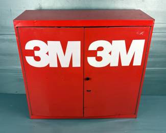 3M Metal Storage Cabinet, Approx 30" x 32.5" x 12", Including Contents Of Sanding Discs, Various Grits, Masks, 3M Mounting Tape And More