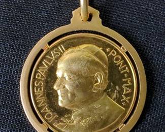 Pope John Paul II 18K Gold Vatican Commemorative Medallion, 8g