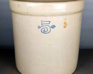 Stoneware 5 Gallon Crock, Approx 12" x 12"