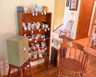 Collectible Pitchers, sturdy Chair