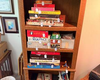 Vintage Games and Oak Book Shelf