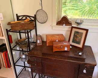 Old Sewing Machine, Wood Boxes