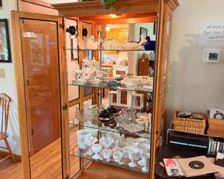Curio Cabinet and Several Vintage Dishes
