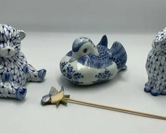 Andrea by Sadek Porcelain Bear Rabbit, a Duck and Goebel Nina Marco Bluebird