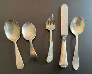 Sterling Small Spoons, Knife And Fork