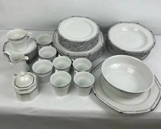 Studio Nova White Dinnerware Set with Silver Trim