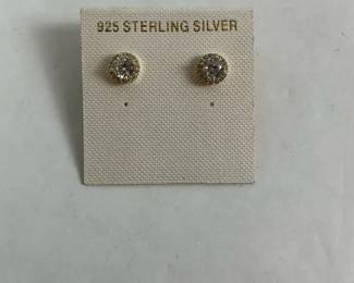 925 Sterling Silver Halo Style Stud Earrings