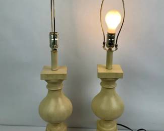 Pair of Turned Wood Table Lamps