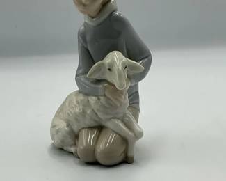 Lladro Child Holding Lamb Figurine Hand Made in Spain