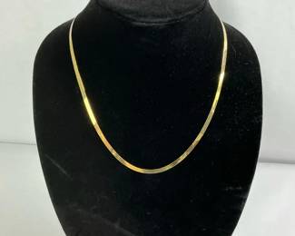 05 14K Gold Italian Herringbone Chain Necklace