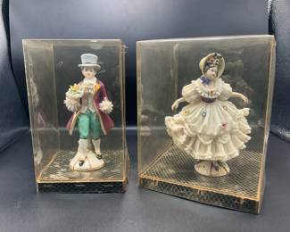Vintage Porcelain Lady and Gentleman Figurines in Original Display Boxes