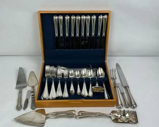 Christofle Spatours Silver Plated Flatware Set with Other Serving Pieces