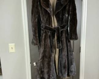 Vintage DeLeo Dark Mink Fur Coat with Belt