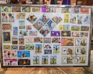 Framed Scouting Stamp Collection
