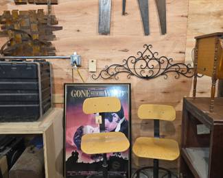 One-of-a-Kind Original Artwork, Antique Saws, MCM Rolling Chairs