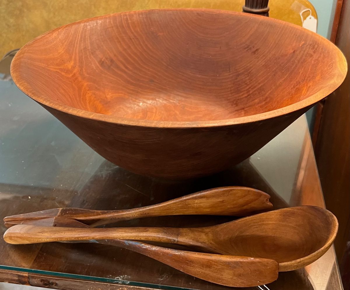 Allen Ritzman Large hand turned salad bowl and serving set