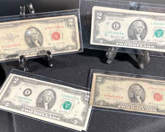 $2 notes- 1953 B and C, two $2 notes, 19 consecutive  serial numbers, 