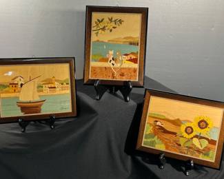 Uno Alla Volta inlaid marquetry plaques