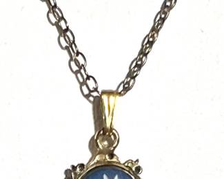 Gold filled chain with Wedgewood  charm