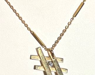 14k gold chain with pendant and diamond