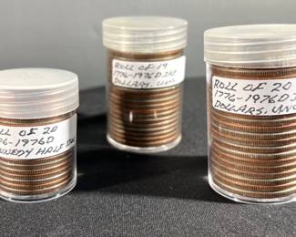 Uncirculated quarters stacked in order