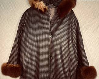 Lizard print leather and fur jacket-L