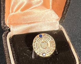 10k with sapphires - Pacific Bank pin