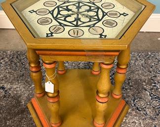 Octagonal side table with clock top