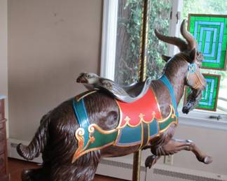 Gustav Dentzel Galloping Goat approximate 62''x 63'', Built circa 1900 Restored in 1970 by Marianne Stevens 
