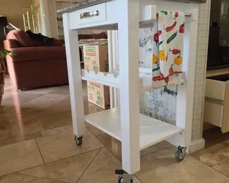 StoneTop Kitchen Island On Casters