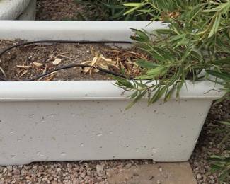 White Rectangle Concrete Pot