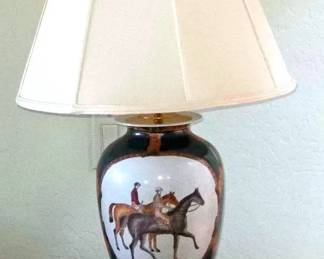 Two Ceramic Horse Theme Lamps