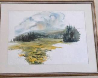Blue And Yellow Watercolor Signed