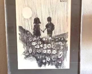 Charcoal Art Of Children  Signed