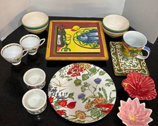 Bright Colored Dishes  Royal Stafford Football Series Cups