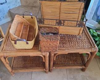 2 Rattan Tables plus Misc