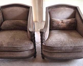2 Stately Textured Chairs From Drexel Heritage