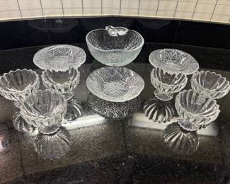 Glassware And Frosted Fruit Dish Set