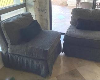 Matching Pair of LaZBoy Tweed Armless Chairs