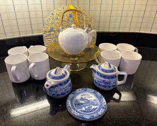 Blue White Tea Set  Shenango China Plus