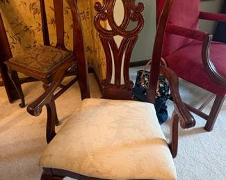 Chippendale Style Flame Mahogany Double Pedestal Dining Table and Chairs third image