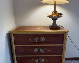 Henry Link Furniture Ornate HandPainted ThreeDrawer Nightstand