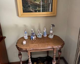 Vintage Toleware Tray Top Accent Table with Turned Legs